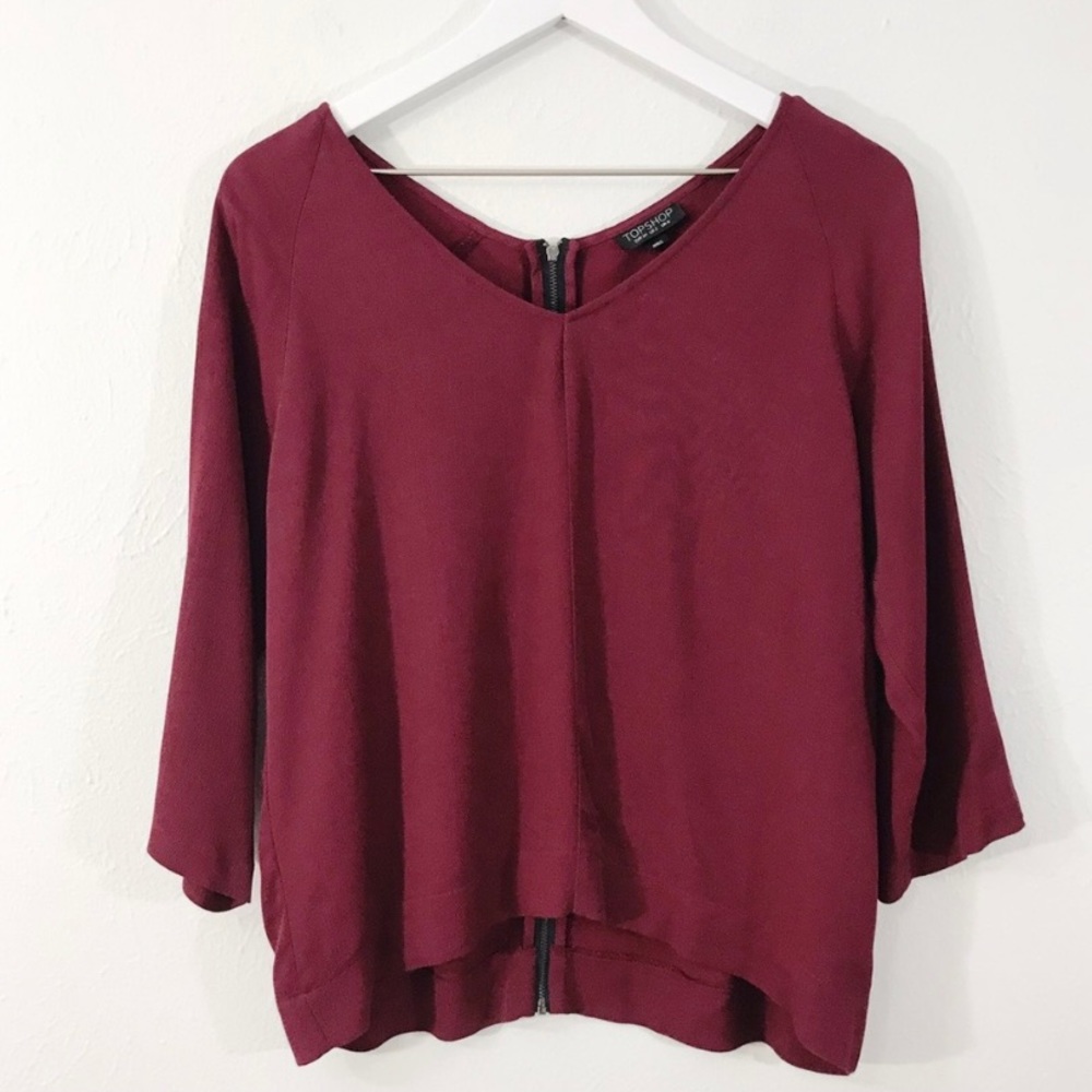 Topshop Burgundy Top with Back Zipper